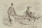 Wheelbarrow Taxi in the 1850s, China, engraved by Alfred Louis Sargent (b.1828) from 'Le Tour du Monde', published in Paris, 1860s (engraving)
