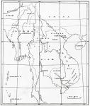 A map of the Indo-Chinese peninsula c. 1900. Indochina or Mainland Southeast Asia. From Customs of The World, published c.1913.