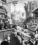 Gin Lane, 1751 (engraving) (b/w photo)