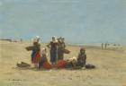 Women on the Beach at Berck, 1881 (oil on wood)