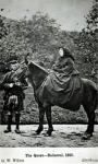 Queen Victoria (1819-1901) on horseback at Balmoral , 1863 (b/w photo)