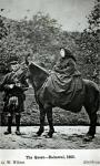 Queen Victoria (1819-1901) on horseback at Balmoral , 1863 (b/w photo)