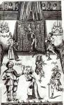 Comic Actors in Performance, 1662 (engraving) (b/w photo)