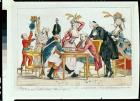 Caricature of Louis XVI (1754-93) playing chess with a soldier of the National Guard (coloured engraving)