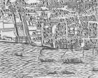 Detail of River Thames and St Paul's Cathedral from Civitas Londinium (woodblock print)