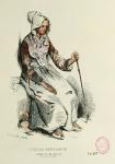 Old beggarwoman (coloured engraving)