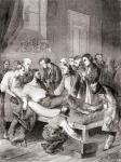 The first public demonstration of the use of inhaled ether as a surgical anaesthetic in 1846 by an American dentist, William Thomas Green Morton, from 'Les Merveilles de la Science', published c.1870