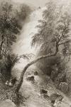 Turc Waterfall, County Killarney, Ireland, from 'Scenery and Antiquities of Ireland' by George Virtue, 1860s (engraving)