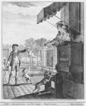 Taking up a bet, engraved by Camligue (fl.1785) c.1777 (engraving) (b/w photo)