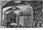Basement of the Bank of France in Paris, 1897 (engraving) (b/w photo)
