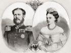 Duke William of Mecklenburg-Schwerin and his wife Princess Frederica Wilhelmina Louise Elisabeth Alexandrine of Prussia, from 'L'Univers Illustré', 1866 (engraving)