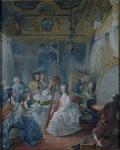 Marie Antoinette (1755-93) in her chamber at Versailles in 1777 (gouache on paper)