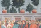 Heads of people below the background wall, from the Raising of the Son of Theophilus, and St. Peter Enthroned as First Bishop of Antioch, c.1427 and c.1484-85 (fresco) (detail of 63302)