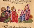 MS Ahmed III 3206 Solon (638-559 BC) Teaching, illustration from 'Kitab Mukhtar al-Hikam wa-Mahasin al-Kilam' by Al-Mubashir (pen & ink and gouache on paper)