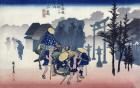 Morning Mist at Mishima, from the series '53 Stations of the Tokaido', 1834-35 (colour woodblock print)