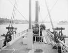 Steamer Clermont, deck, looking aft, 1909 (b/w photo)
