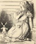 The White Rabbit is late, from 'Alice's Adventures in Wonderland' by Lewis Carroll, published 1891 (litho)
