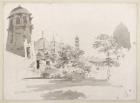 A View of the Cuttera Built by Jaffier Cawn at Murishidbad, c.1781 (grey wash and pencil on paper)