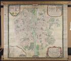 Plan of Paris, 1676 (coloured engraving)