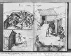 Silver mine of La Croix-aux-Mines, Lorraine, fol.19v and fol.20r, delivering the ore, c.1530 (pen & ink & w/c on paper) (b/w photo)