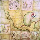 Map of the route followed by Hernando Cortes (1485-1547) during the conquest of Mexico