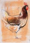 Standing Hen, 1998 (graphite, conte and charcoal on paper)