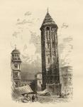Leaning Tower Saragossa, illustration from 'Spanish Pictures' by the Rev. Samuel Manning (engraving)