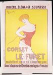 Advertisement for 'Le Furet' corsets (colour litho)
