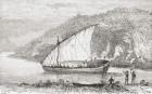 A dhow on the Congo River in the 19th century, from 'Africa Pintoresca', published 1888 (engraving)