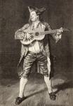 An 18th century musician, after a drawing by L. Scheurenberg, from 'La Ilustracion Espanola y Americana' of 1881 (litho)