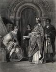 Henry II presenting the Pope's Bull to the Archbishop of Cashel, engraved by G. Greatbach (engraving)