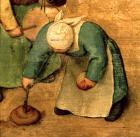 Children's Games (Kinderspiele): detail of a girl playing with a spinning top, 1560 (oil on panel) (detail of 68945)