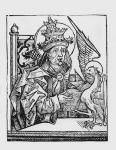 St. Gregory the Great (c.540-604) from 'Liber Chronicarum' by Hartmann Schedel (1440-1514) 1493 (woodcut) (b/w photo)