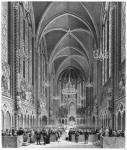 Celebration of the mass for the magistrature at the Sainte Chapelle, c.1849 (litho) (b/w photo)