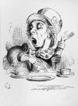 The Mad Hatter, illustration from 'Alice's Adventures in Wonderland', by Lewis Carroll, 1865 (engraving) (b&w photo)