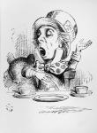 The Mad Hatter, illustration from 'Alice's Adventures in Wonderland', by Lewis Carroll, 1865 (engraving) (b&w photo)