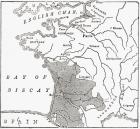 Map showing the English dominions in France at the time of the Treaty of Brétigny, 1360. Illustrated Easy Stories from English History.
