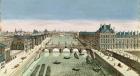 Perspective View of Paris from the Pont Royal (coloured engraving)
