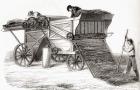 A 19th century threshing machine, from Les Merveilles de la Science, pub.1870