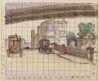 Two Bridges, 1912-13 (crayon & w/c on paper)
