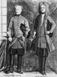 Charles XII of Sweden with his advisor Baron Gortz (engraving)