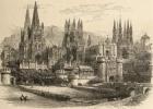 Bridge, gateway and Cathedral of Burgos, illustration from 'Spanish Pictures' by the Rev. Samuel Manning (engraving)