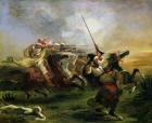 Moroccan horsemen in military action, 1832