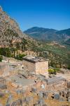 Ancient Delphi, Phocis, Greece. Treasury of the Athenians.