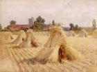Corn Stooks by Bray Church, 1872 (oil on paper laid on board)