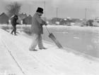 Ice harvesting, sawing, c.1900-10 (b/w photo)