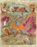 Rostam carried by Akwan-Diwa, illustration from the 'Shahnama' (Book of Kings) by Abu'l-Qasim Manur Firdawsi (c.934-c.1020) 1619 (gouache on paper)
