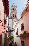 Marbella, Costa del Sol, Malaga Province, Andalulusia, southern Spain. Bell tower of Nuestra Señora de la Encarnacion church in old town.