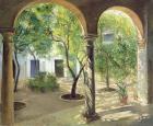 Shaded Courtyard, Vianna Palace, Cordoba (oil on canvas)