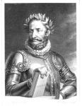 Luiz Vaz de Camoes (1524-1580) engraved by B. Roger (engraving) (b&w photo)